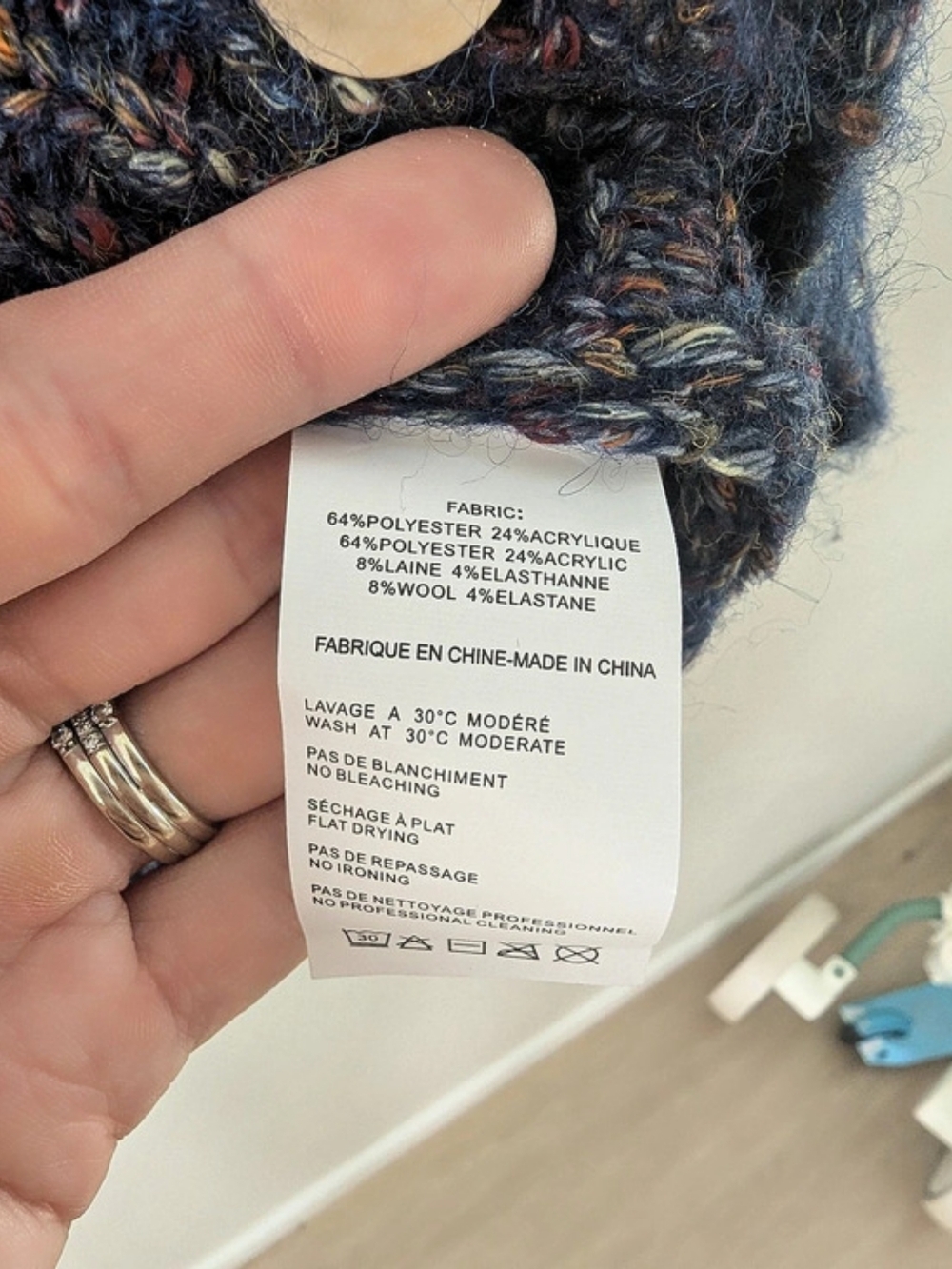 Molly Bracken Textured Button-Front Cardigan in Blue Size Small - Picture 4 of 4